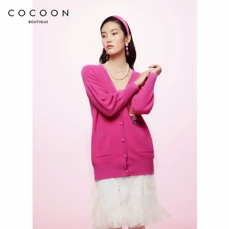 100%绵羊毛 可可尼COCOON商场同款时尚上衣2024秋冬新款针织衫女图片