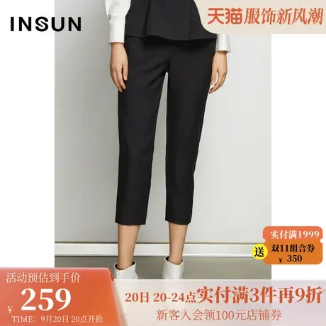 恩裳春季女士都市摩登简约通勤OL黑色休闲西裤女商品大图