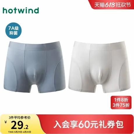 热风男士内裤2025年春季新款网眼拼接平角内裤莫代尔抑菌透气短裤商品大图