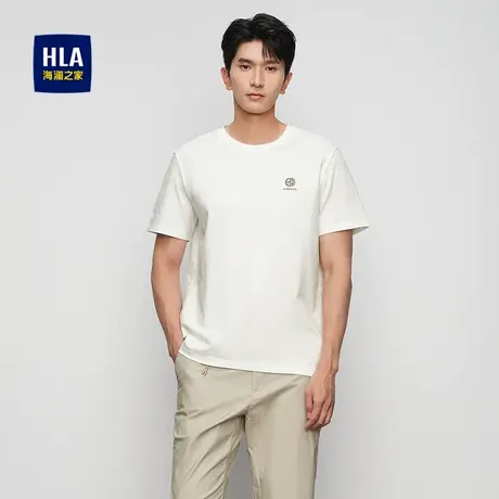 HLA/海澜之家高周波印花短袖T恤25春夏新款舒适肌理提花时尚短t男商品大图