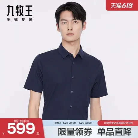 [商场同款]九牧王男装JC6C21210休闲短袖衬衫23夏新款高弹亲肤EN图片