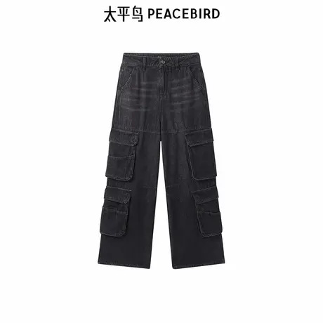 太平鸟年冬季新款工装口袋牛仔裤A3HAE4353图片