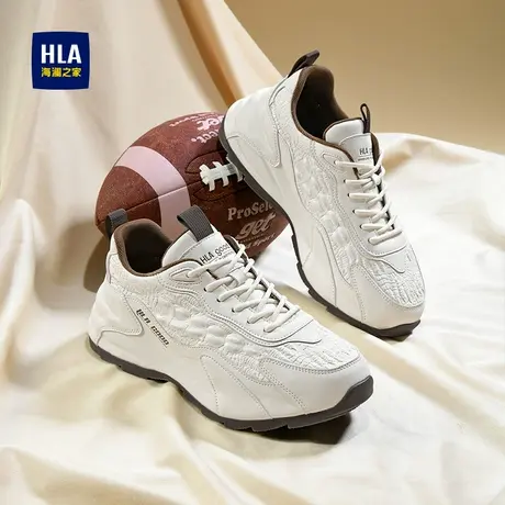 HLA/海澜之家男鞋新款秋季鳄鱼纹时尚拼接休闲鞋百搭增高运动男士商品大图