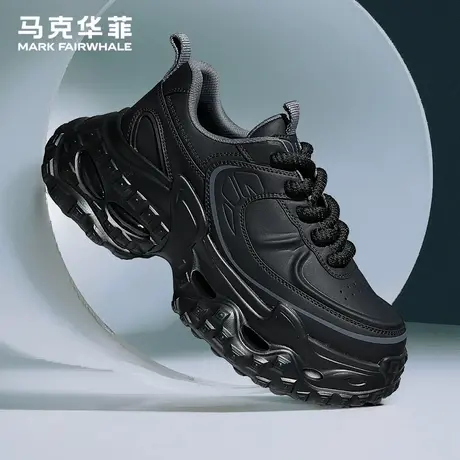 马克华菲男鞋秋季黑色厚底轮胎鞋2025新款男士潮流休闲运动老爹鞋商品大图