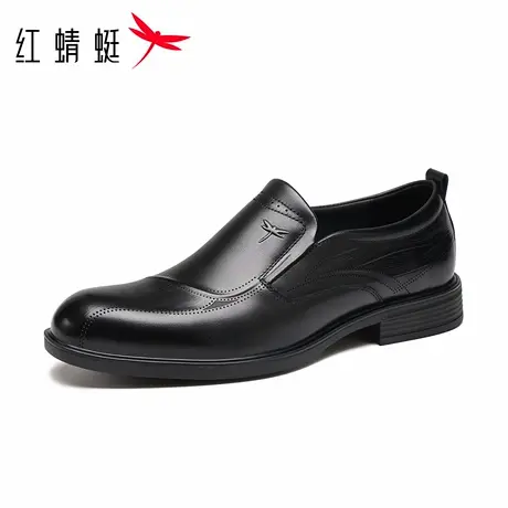 红蜻蜓男鞋秋冬新款鞋子男士套脚休闲皮鞋男商务正装真皮牛皮软底商品大图