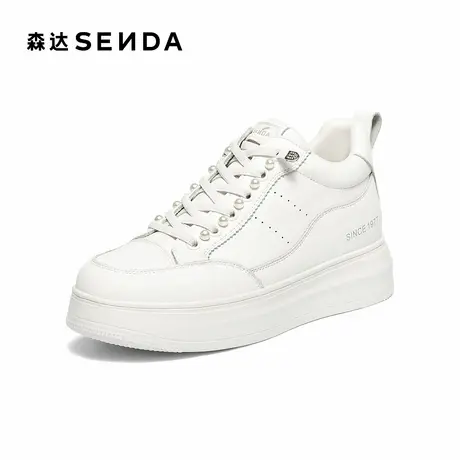 【达人】森达高帮鞋女商场同款简约厚底休闲小白鞋XTR01DD5商品大图