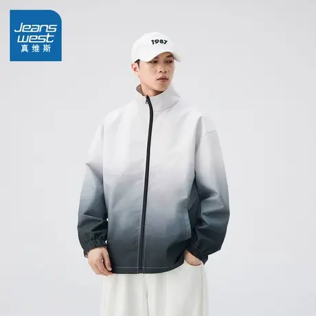 LE真维斯2024年秋季新款 宽松高领渐变色时尚双面穿男女同款外套商品大图