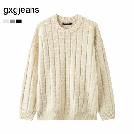 gxg.jeans男装 多色不规则纹理设计圆领毛衣针织衫线衫 25冬新品商品大图