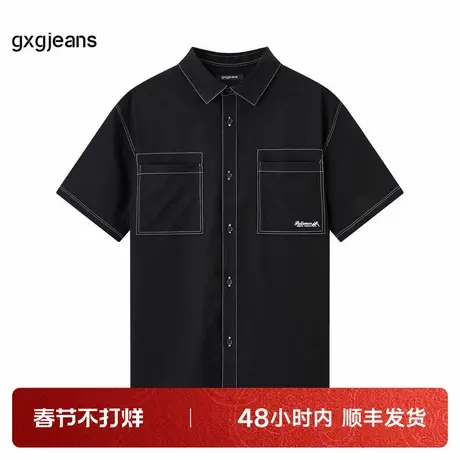 gxg jeans男装夏季新款时尚潮流翻领短袖衬衫图片