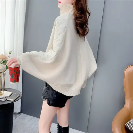 设计感蝙蝠袖毛衣开衫女2022新款秋冬宽松小个子拉链针织外套上衣商品大图