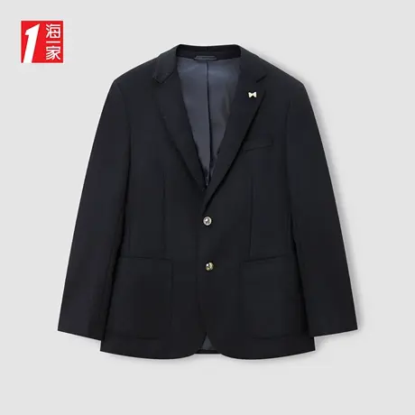 海一家品质羊毛外套2023冬季新款时尚条纹商务休闲平驳领西服男商品大图