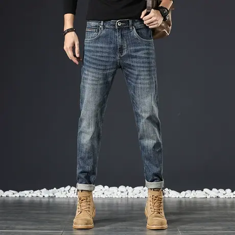 宽松直筒男裤港风潮流百搭宽松男士牛仔裤美式复古潮流大码牛仔裤商品大图