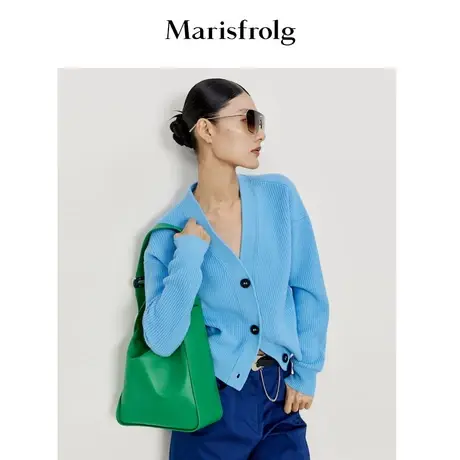 【梵高星月蓝】玛丝菲尔商场同款新款毛针织开衫减龄慵懒风图片