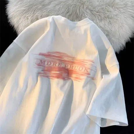 短袖t恤男夏季潮流ins涂鸦宽松百搭半袖上衣美式情侣休闲字母体恤商品大图