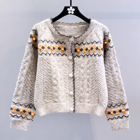 日系复古圣诞风毛衣外套女冬季2023新款宽松高级感软糯针织开衫商品大图