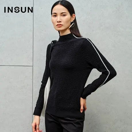 INSUN恩裳线上专选冬季软糯100%羊毛修身打底针织衫商品大图