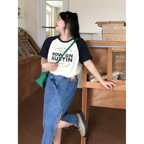 韩国东大门女装短袖t恤夏2023新款插肩袖设计感oversize显瘦上衣商品大图