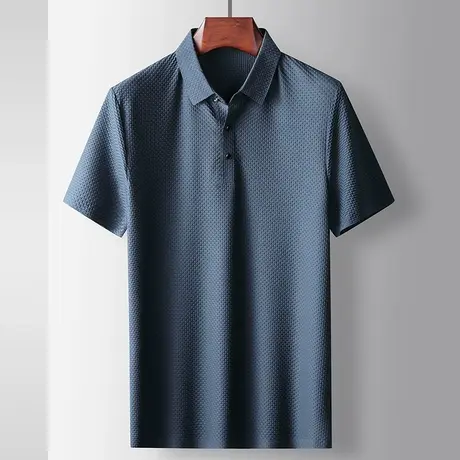 复古翻领polo衫男2023夏季潮牌短袖宽松青年纯色简约休闲上衣t恤商品大图