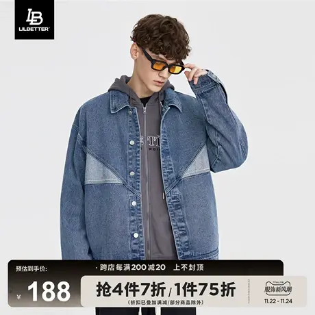 LiLbetter牛仔外套男翻领潮流青少年男装美式复古夹克痞帅衣服秋商品大图