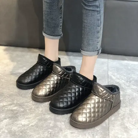 冬季棉鞋女2023新款厚底雪地靴外穿保暖方格加绒棉靴防滑面包棉靴商品大图