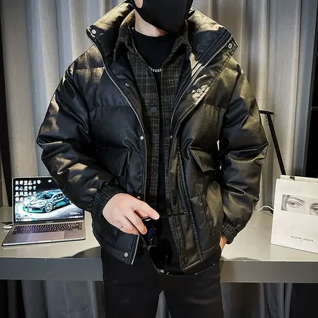 冬季时尚休闲假两件设计感厚款皮棉衣棉服保暖加厚轻熟棉袄外套图片