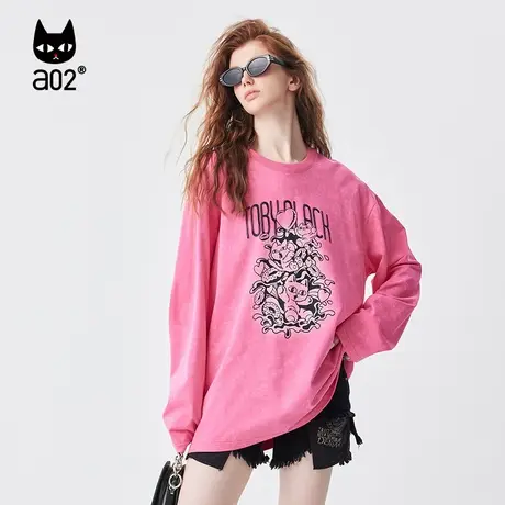 【呼呼严选专享】a02宽松潮酷T恤女2023秋季百搭休闲印花水洗T恤商品大图