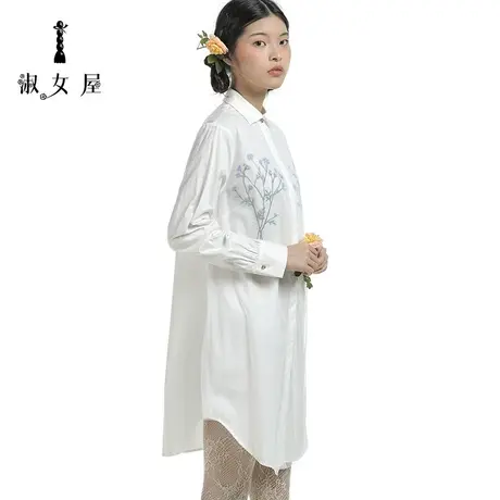 淑女屋旗舰店官网正品秋季女新款长袖长款衬衣女韩版中长款衬衫裙图片