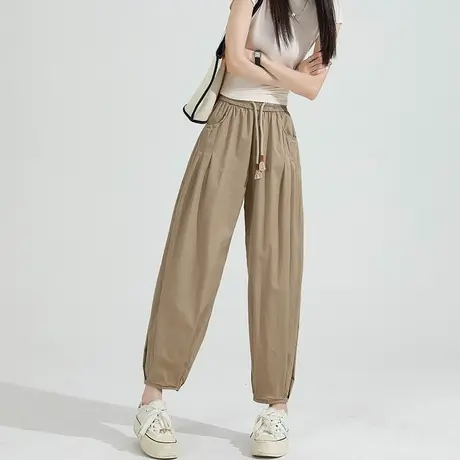 休闲阔腿裤女夏季薄款高腰显瘦宽松凉凉灯笼裤大码胖mm哈伦九分裤图片