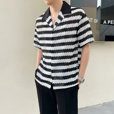 网纱冰丝凉感衬衫男短袖春夏2024年休闲宽松吸湿排汗半袖POLO衫潮商品大图