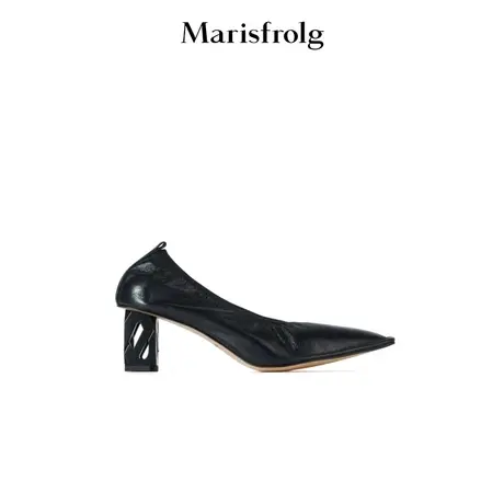 【逐光之旅】玛丝菲尔秋季黑色尖头方跟休闲鞋图片