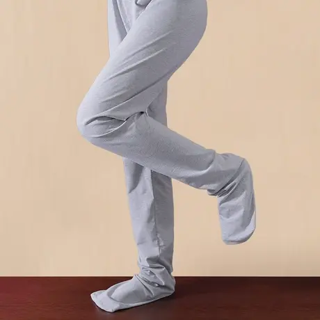 连袜包脚睡裤成人女空调防冻脚睡眠护脚裤男宽松不勒商品大图