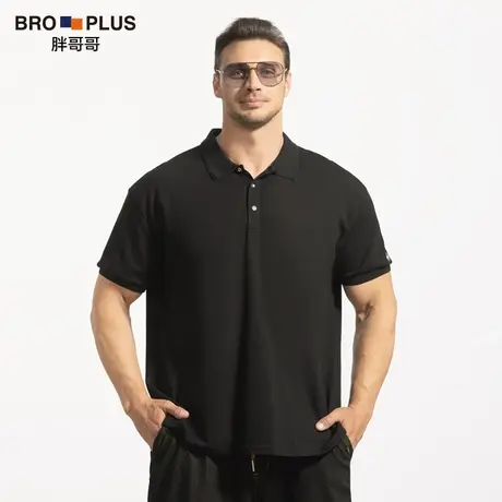 胖哥哥中年商务大码短袖男宽松加肥加大男士polo衫胖子半袖T恤夏图片