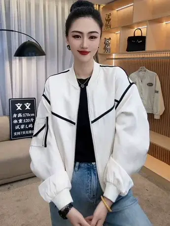 2024春秋新款美式街头棒球服小众宽松休闲圆领高级设计感夹克外套图片