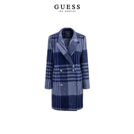GUESS23新秋女英伦风复古双排扣西装领大衣毛呢外套-W3BL74WFVO0图片