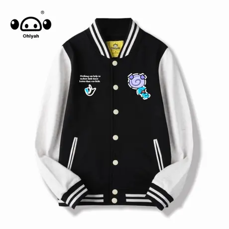 Ohlyah美式复古棒球服女外套棒棒糖印花秋冬新款新款宽松夹克上衣商品大图