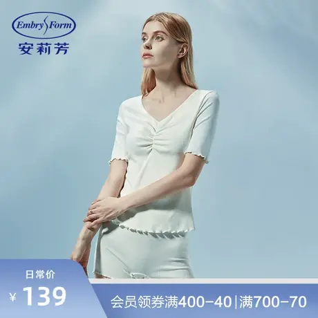 安莉芳中腰棉质底裆打底短裤女士木耳边针织罗纹家居裤EL00436商品大图