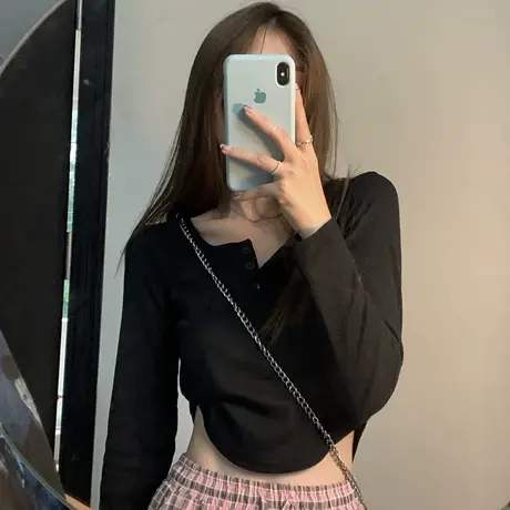 大码打底衫女内搭春秋洋气胖mm修身显瘦早秋chic上衣小众别致T恤商品大图