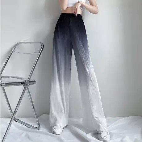 冰丝裤子女夏季薄款宽松小个子高腰直筒显瘦休闲阔腿拖地裤潮ins图片