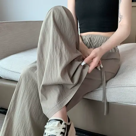 冰丝棉麻阔腿裤女夏季新款高腰宽松垂感直筒防晒仙女凉凉休闲裤子商品大图