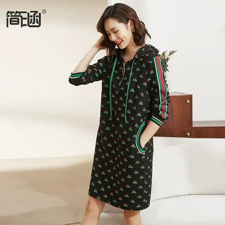 简涵大码女装新款高端轻奢2022年秋装卫衣中长款胖mm显瘦连衣裙图片