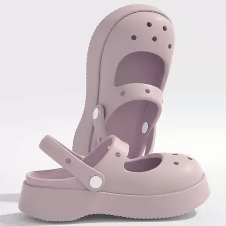 玛丽珍洞洞鞋女夏季包头外穿凉鞋厚底增高eva防滑沙滩两穿凉拖鞋商品大图