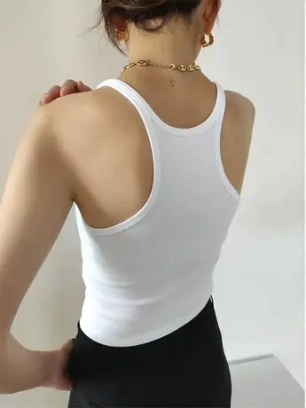 欧美美吊带针织bm风上衣紧身白色细肩带工字背心女内搭打底外穿夏图片