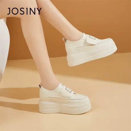 Josiny/卓诗尼魔术贴小白鞋女鞋2024春季新款小个子厚底松糕板鞋商品大图