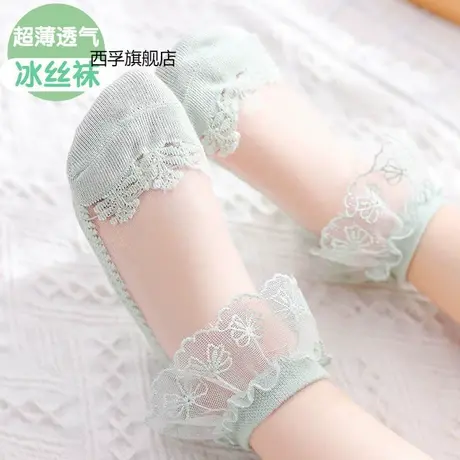 女童袜子夏季薄款纯棉儿童水晶袜宝宝公主蕾丝花边女孩冰丝短袜子图片