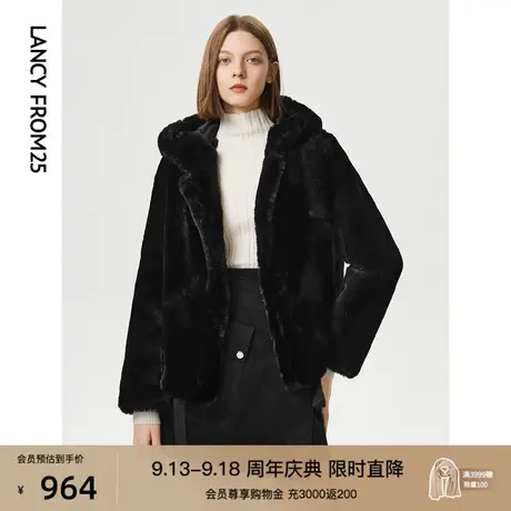 朗姿短款气质高级感设计感保暖高端时尚洋气黑色外套冬季新款皮草图片