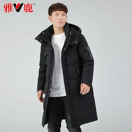 雅鹿官方黑色羽绒服男长款加厚宽松大码休闲百搭冬季品牌保暖外套图片