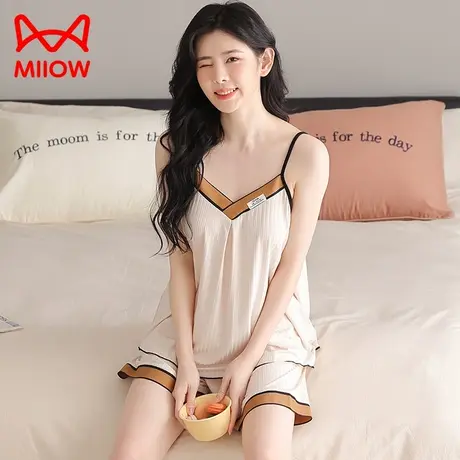猫人性感吊带睡衣女2023年新款夏季夏天大码冰丝家居服套装图片