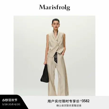【精简衣橱】Marisfrolg玛丝菲尔2025夏新款宽松茧型西裤腰头长裤商品大图