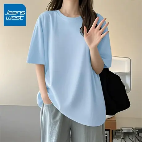 KV真维斯宽松透气短袖女t恤2025新款 纯棉运动休闲外穿薄款上衣女商品大图
