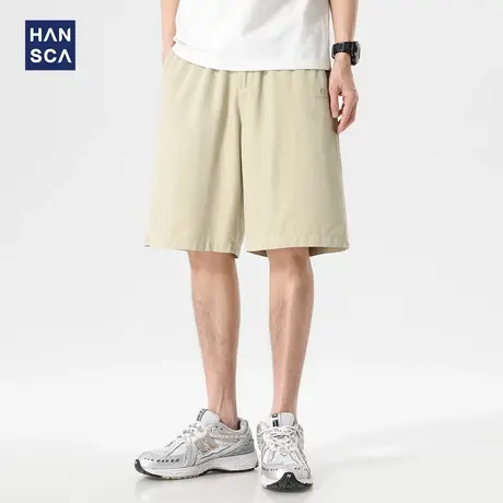 hansca200g莱赛尔凉感天丝休闲短裤男2025夏季薄款刺绣运动五分裤商品大图